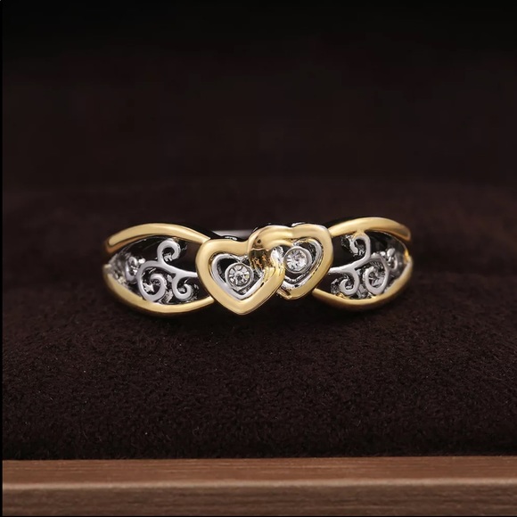 New Two Tone 925 Silver Beautiful Romantic Ring - Picture 2 of 6